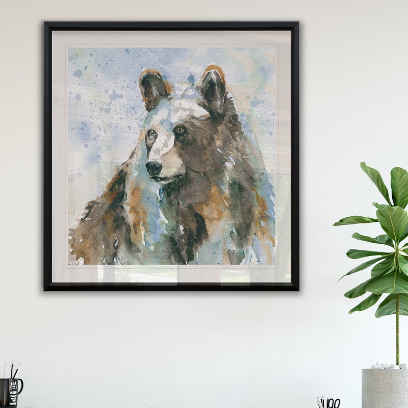 Black Bear on Blue -Picture Frame Print on Paper Union Rustic Size: 30.5″ H x 30.5″ W x 1.5″ D