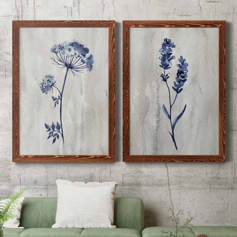 Indigo Botanical I – 2 Piece Graphic Art Print Set Laurel Foundry Modern Farmhouse Mat Color: No Mat Size: 31.5″ H x 47″ W x 1.5″ D Format: Maple Framed Canvas
