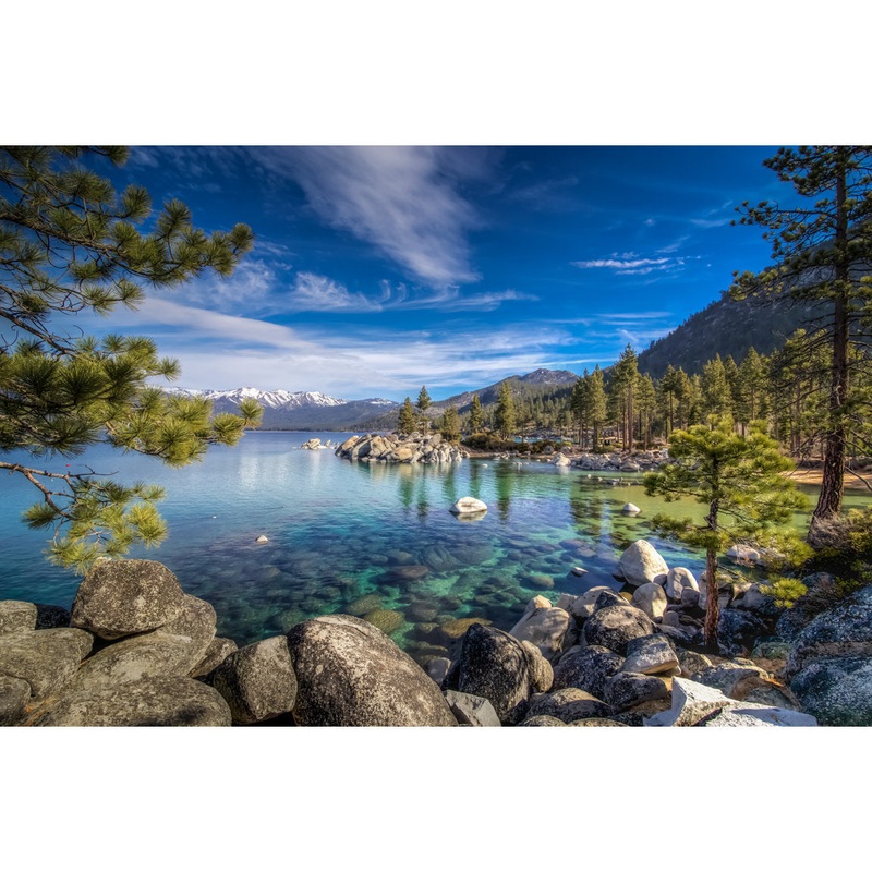 Lake Tahoe – Print Beachcrest Home Size: 24″ H x 36″ W   Format: Maple Floater Framed, Mat Included: No