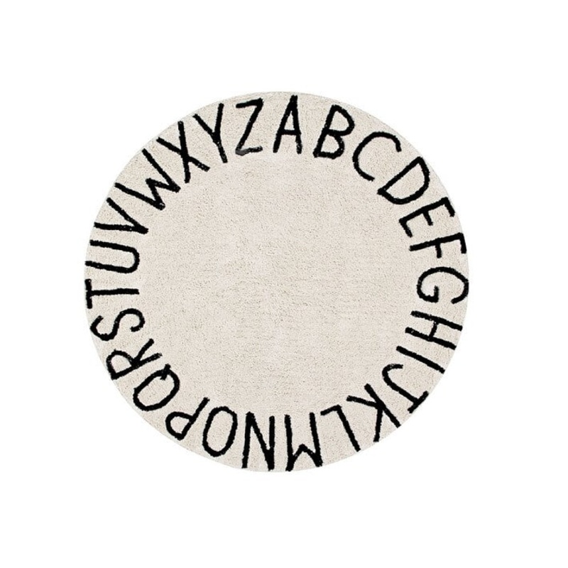 Lorena Canals Round ABC Washable Rug Black