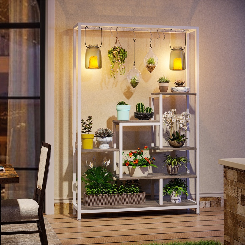 Mahala Rectangular Multi-Tiered Plant Stand Trent Austin Design Color: White/Begie