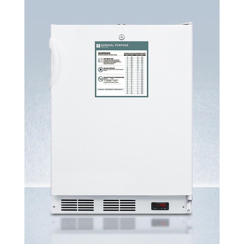 Summit VT65MLBIADAGP Ada Compliant Built-In General Purpose Undercounter Medical All-Freezer Capable Of -25 C Operation, White With Front Lock