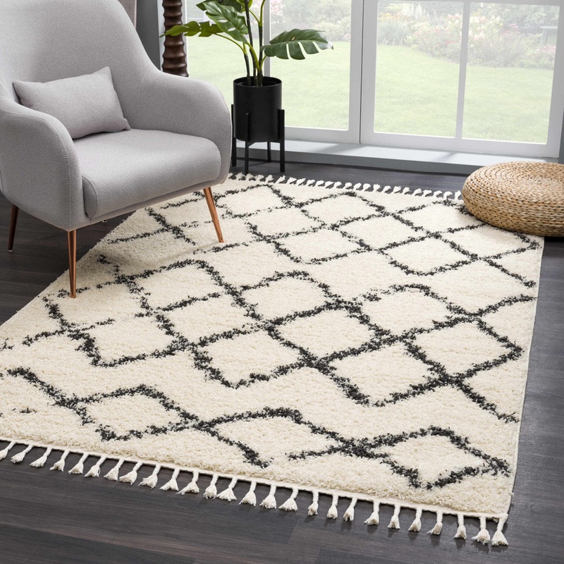 Adeife Moroccan Beige Area Rug Foundry Select Rug Size: Rectangle 3’11” x 5’7″