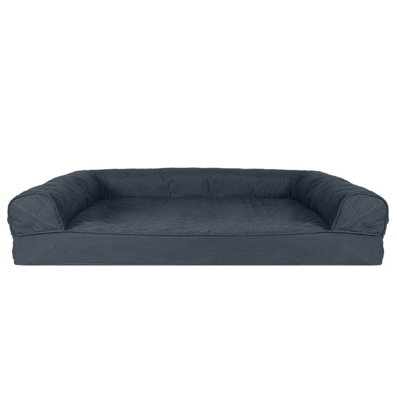 Quilted Orthopedic Bolster Sofa Pet Bed FurHaven Color: Iron Gray  Size: Large (36″ W x 27″ D x 6.5″ H)