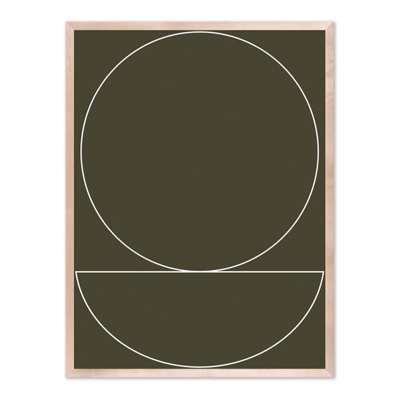 Thin Lines on Deep Olive Green Wall Art with Frame-30″x40″
