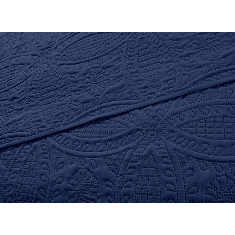 Austin Microfiber Reversible 3 Piece Coverlet / Bedspread Set Chezmoi Collection Color: Navy Size: Queen Coverlet / Bedspread + 2 Standard Shams