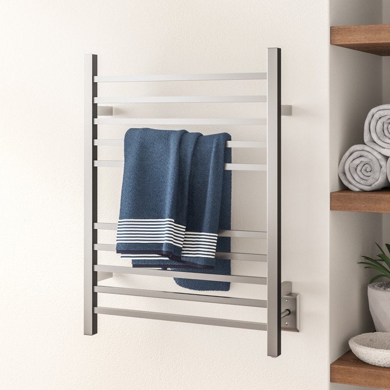 Radiant Square Wall Mounted Electric Towel Warmer Amba Finish: Brushed