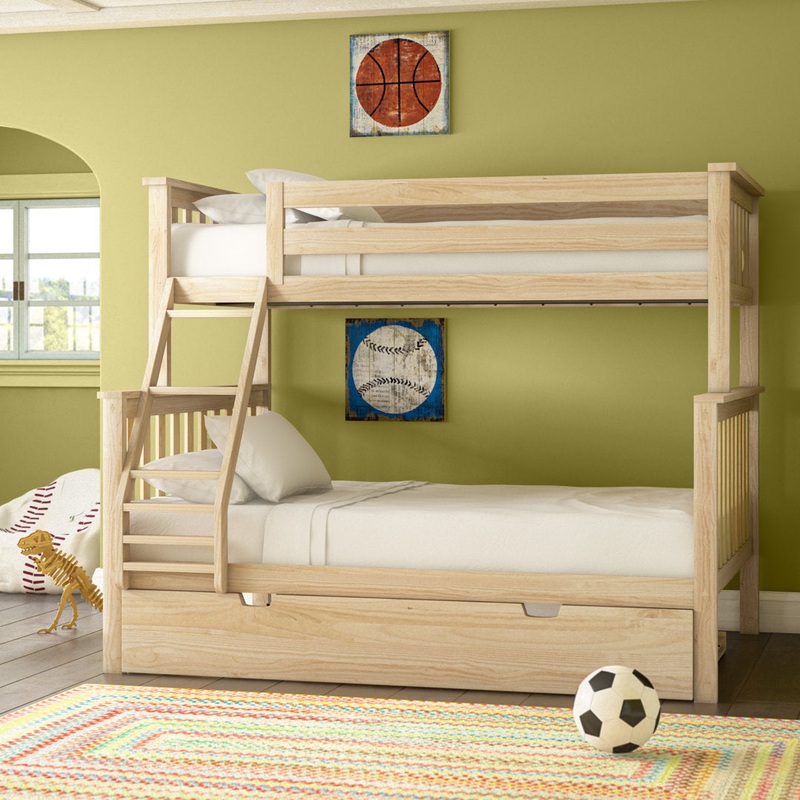 Bolles Solid Wood Standard Bunk Bed with Trundle Harriet Bee Bed Frame Color: Natural Size: Twin over Full