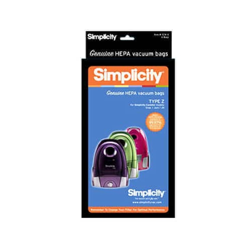Simplicity Compact Hepa Bag Jack Snap Jill Type Z 6Pk