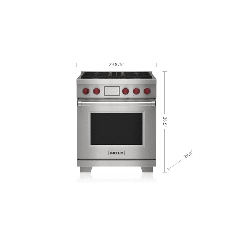 Wolf DF30450SPLP 30″ Dual Fuel Range – 4 Burners