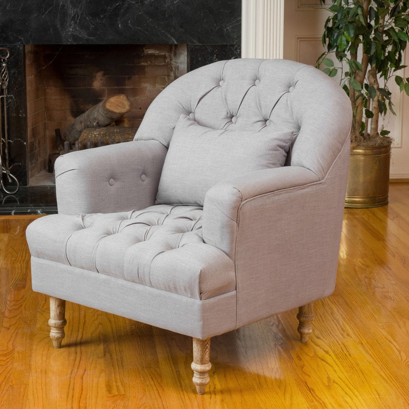 Elisabetta 32.28″ Wide Tufted Linen Armchair Alcott Hill Upholstery Color: Gray