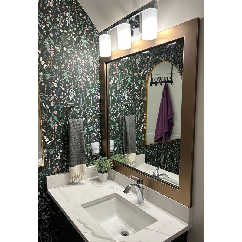 Shmuel Wood Framed with Safety Backing Ideal for Bathroom / Vanity Mirror Wade Logan Size: 30″ x 54″ Finish: Champagne Bronze