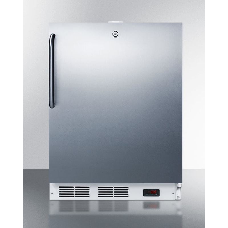 Summit ACF48WCSS Built-In Undercounter Frost-Free All-Freezer For General Purpose Use, With Digital Thermostat, Stainless Steel Exterior, And Lock