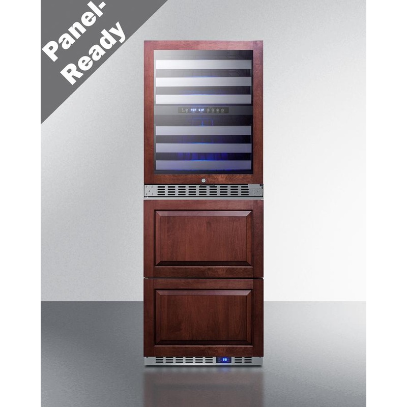 Summit SWCDAR24PNR 24″ Wide Combination Dual-Zone Wine Cellar And 2-Drawer All-Refrigerator (Panels Not Included)