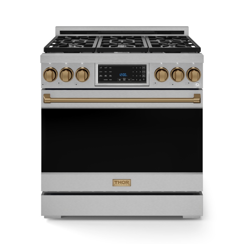 Thor Kitchen RSG36LPBRZ 36 Inch Professional Lp Range With Tilt Panel Touch Control In Stainless Steel/Bronze Gordon Ramsay Series – Rsg36Lp-Brz