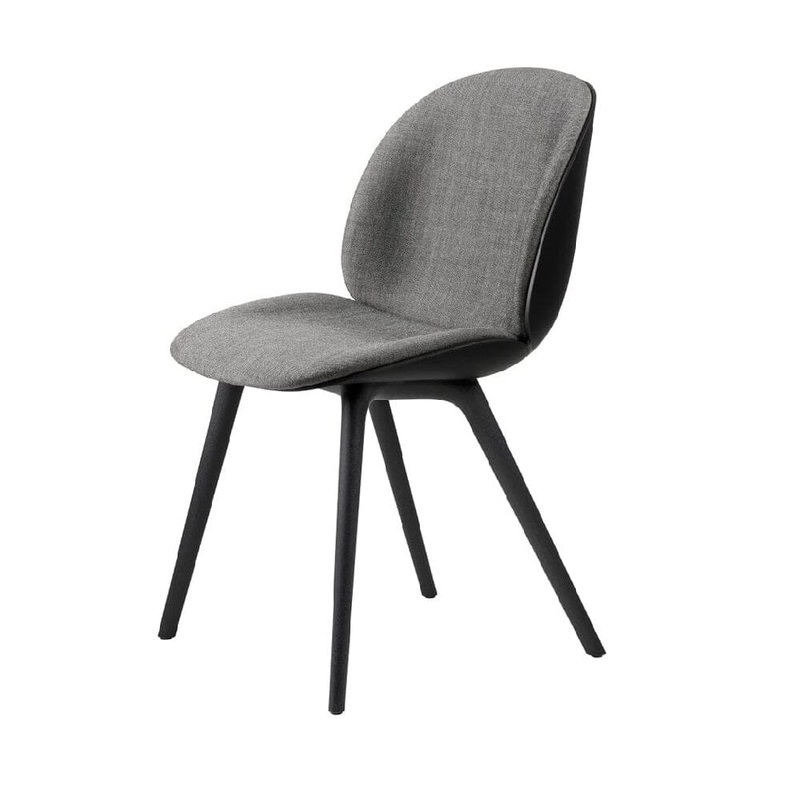 Beetle Black Plastic Base Dining Chair – Front Upholstered