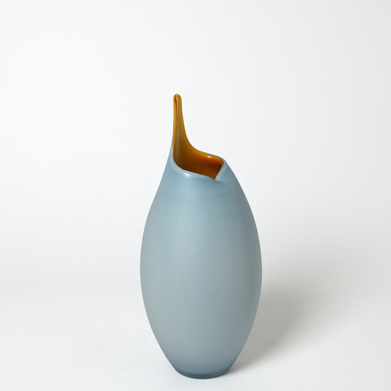 Frosted Vase w/Amber Casing Global Views Color: Blue Size: 18.25″ H x 7.25″ W x 7.25″ D