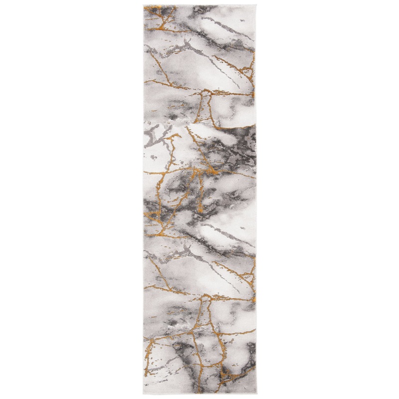Swindle Abstract Grey/Gold Area Rug Wade Logan Rug Size: Runner 2’3″ x 12′