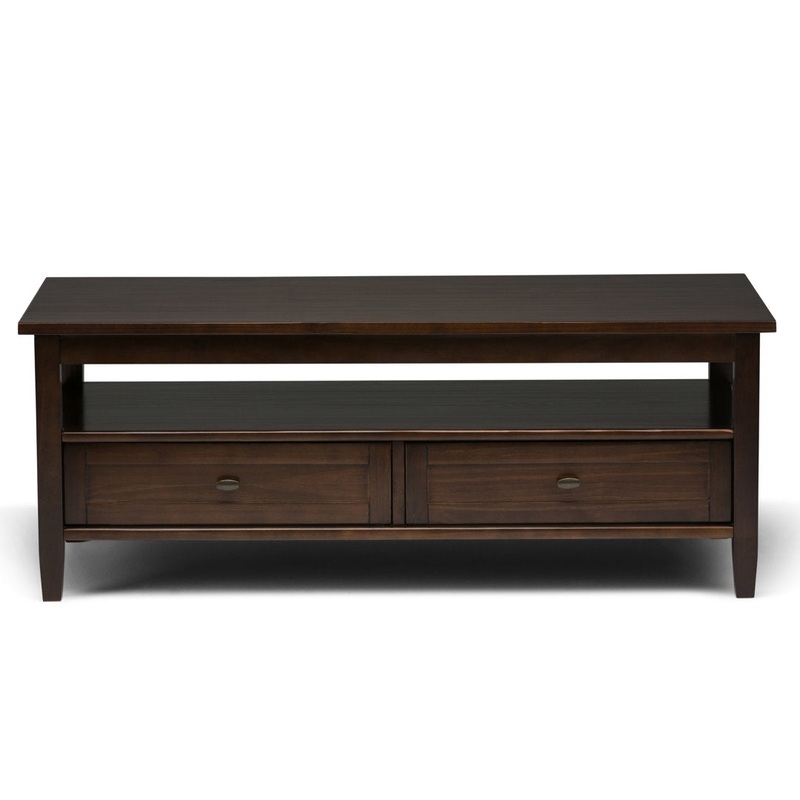 Warm Shaker SOLID WOOD 48 inch Wide Rectangle Transitional Coffee Table Simpli Home Color: Tobacco Brown