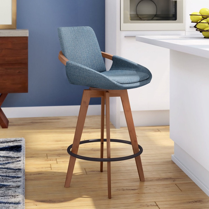 Whitacre Swivel Stool Wade Logan Upholstery: Blue Noise Tweed, Seat Height: Counter Stool (26″ Seat Height)