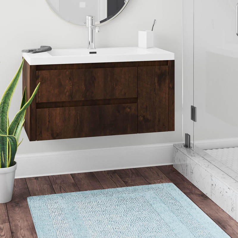 Ayeasha 42″ Wall-Mounted Single Bathroom Vanity Set Ivy Bronx Base Finish: Rosewood