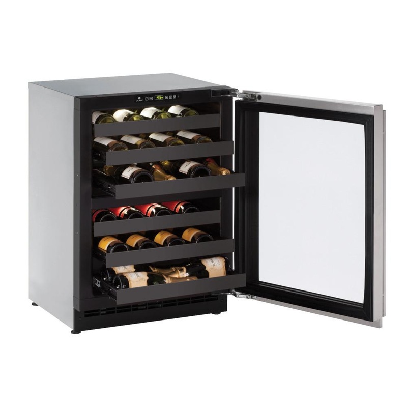 U-Line U2224ZWCS15B 2224zwc 24″ Dual-zone Wine Refrigerator With Stainless Frame Finish and Left-hand Hinge Door Swing and Lock (115 V/60 Hz)