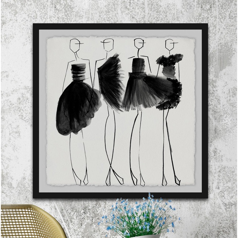 Glam Noir’ Framed Watercolor Painting Print Mercer41 Size: 32″ H x 32″ W