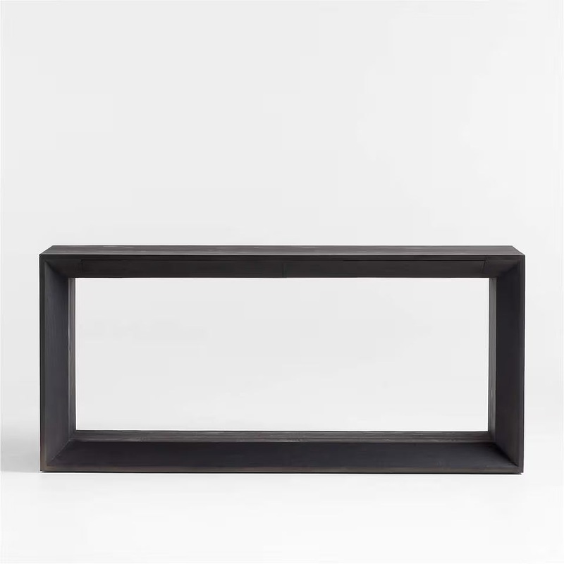 Vernon 72″ Rectangular Ebonized Pine Wood Storage Console Table