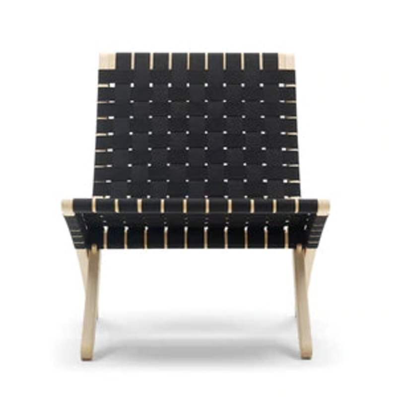 Cuba Lounge Chair Indoor – Black Webbing/Oak Soap Frame