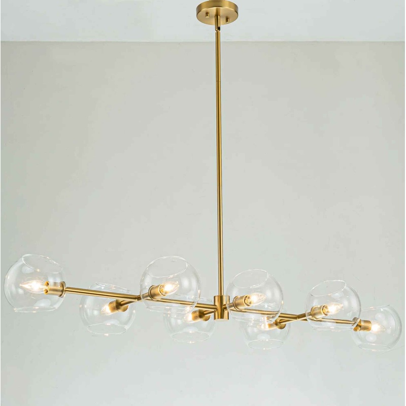 Gold Toyin 8 Light Modern Linear Kitchen Island Pendant