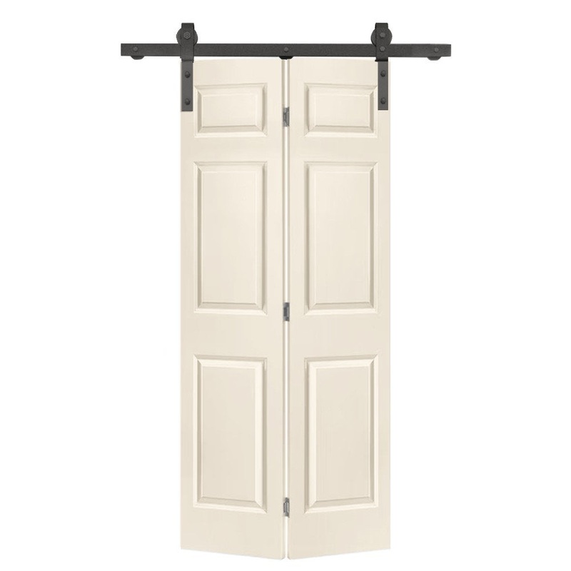 Paneled MDF Composite Bifold Barn Door with Installation Hardware Kit Calhome Size: 30″ x 84″ Finish: Beige