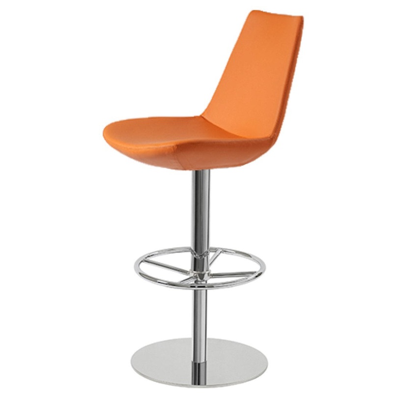 Shinkle Swivel Bar Stool Brayden Studio Leg Color: Stainless Steel, Seat Color: Pastel Orange Leatherette