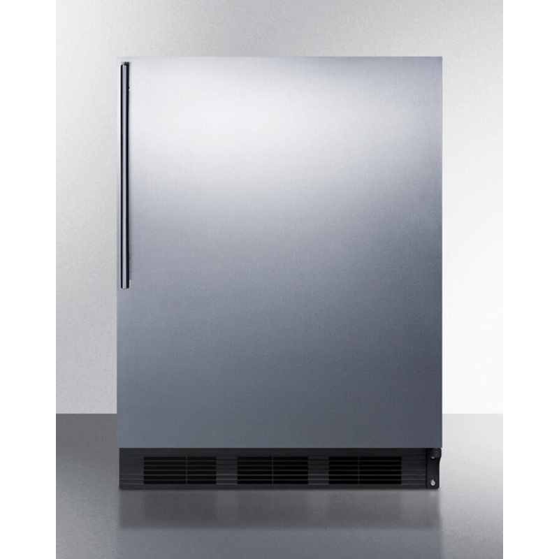 Summit AL752BBISSHV Ada Compliant Built-In Undercounter All-Refrigerator For General Purpose Use, Auto Defrost W/Ss Wrapped Door, Thin Handle, And Black Cabinet