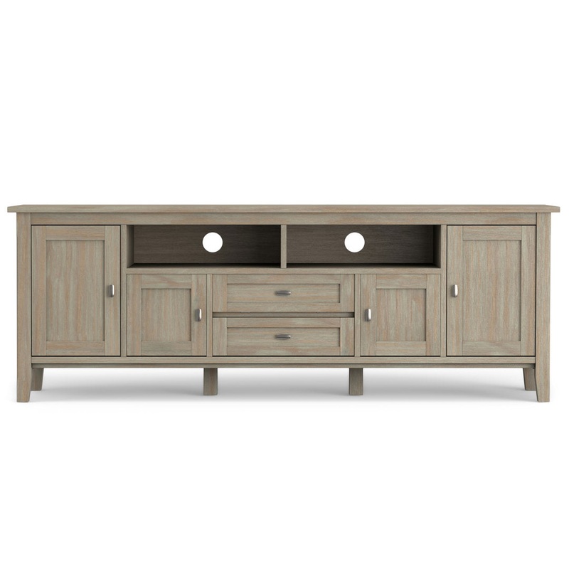 Warm Shaker SOLID WOOD 72 inch TV Media Stand  For TVs up to 80 inches Simpli Home Color: Distressed Gray