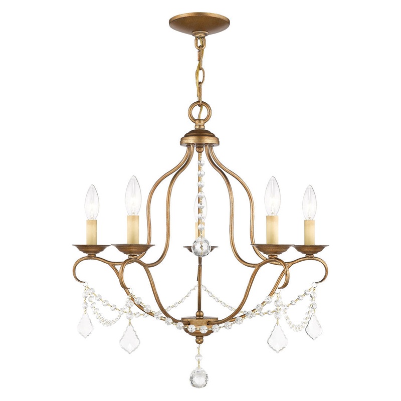 Daniesha 5 – Light Candle Style Empire Chandelier with Crystal Accents Alcott Hill Finish: Antique Gold Leaf