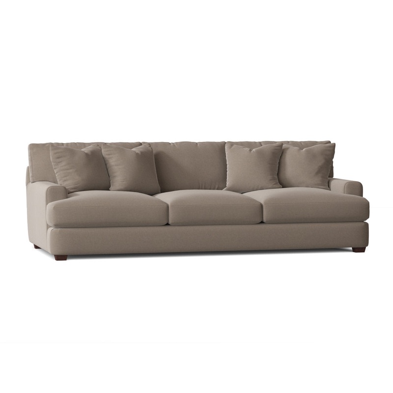 Emilio 90″ Recessed Arm Sofa with Reversible Cushions Wayfair Custom Upholstery Fabric: Classic Smoke Twill