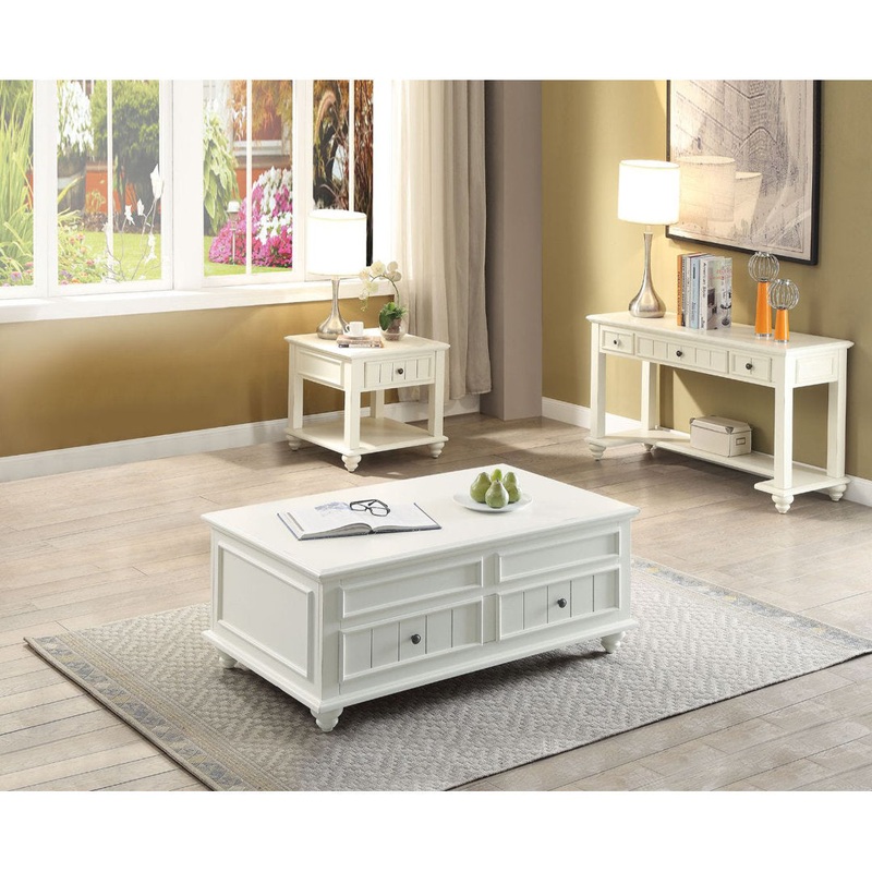 Emmett Rectangular Coffee Table with Storage in White Washed Lark Manor