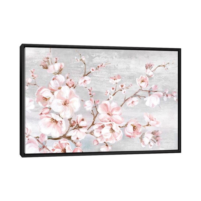 Spring Cherry Blossoms I by Eva Watts – Painting Print on Paper East Urban Home Mat Color: No Mat Size: 18” H x 26” W x 1.5” D Format: Black Framed Canvas