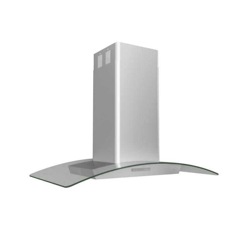 Zephyr ZMLE42CG Milano Connect Island, 42in, SS+Glass, LED, ACT
