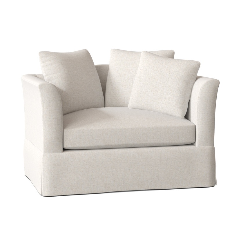 Charlene 50″ Wide Armchair Highland Dunes Body Fabric: Sugarshack Glacier, Throw Pillow Fabric: Bocci Charcoal