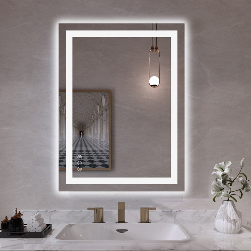 Dokes Frameless LED Vanity Wall Mirror Passed ETL Wrought Studio Size: 32″ x 24″