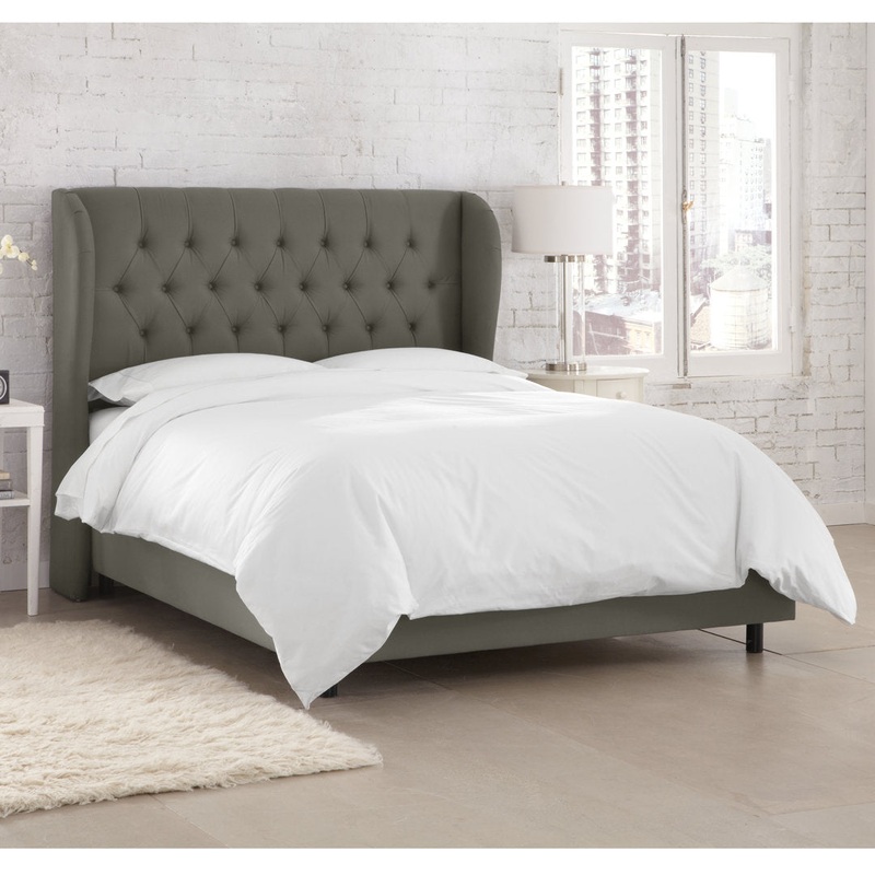 Knaresborough Tufted Upholstered Low Profile Standard Bed Greyleigh Size: King Body Fabric: Grey Twill