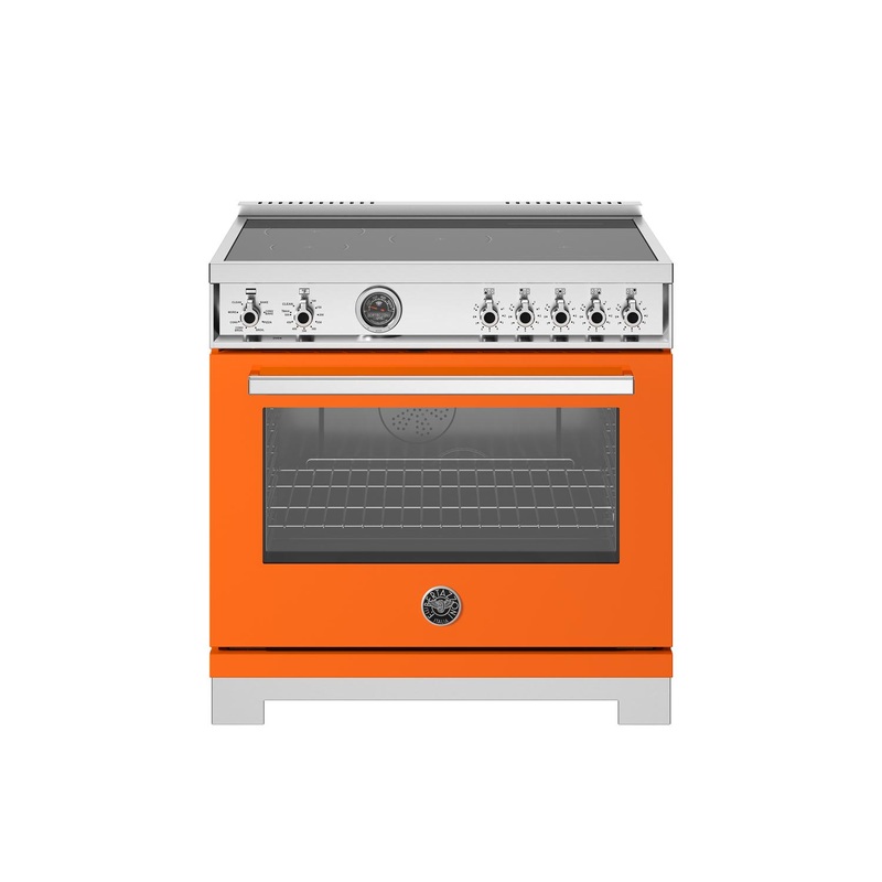 Bertazzoni PRO365ICFEPART 36 Inch Induction Range, 5 Heating Zones And Cast Iron Griddle, Electric Self-Clean Oven Arancio