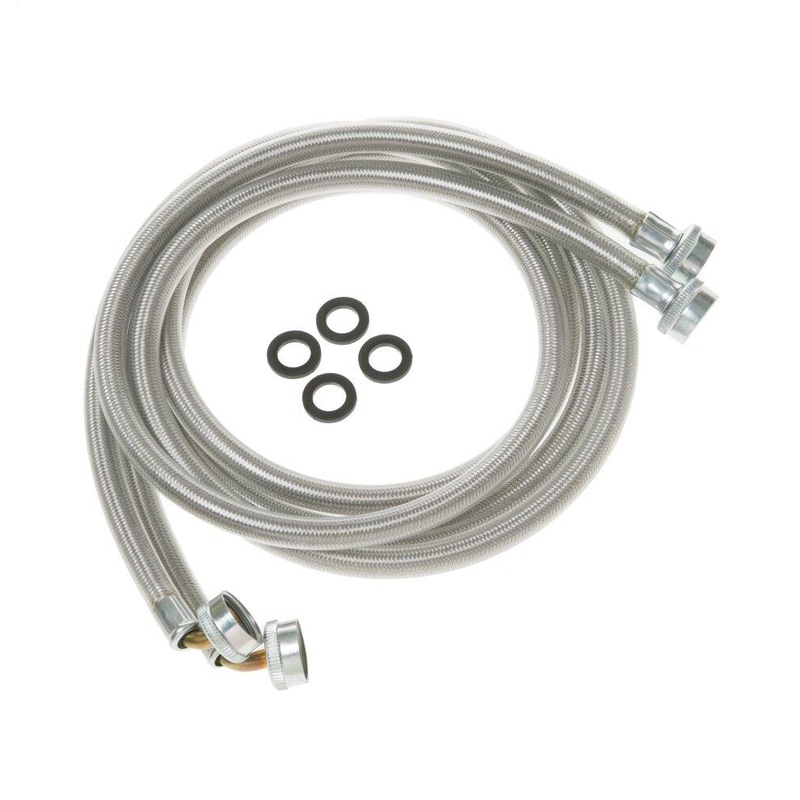 Ge Appliances WX14X10011 Washing Machine Universal 6′ Stainless Steel Hoses With 90(Degree) Elbow – 2 Hose Package