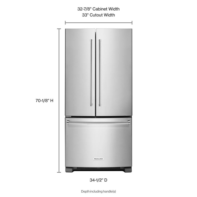 Kitchenaid KRFF302ESS 22 Cu. Ft. 33-Inch Width Standard Depth French Door Refrigerator with Interior Dispenser