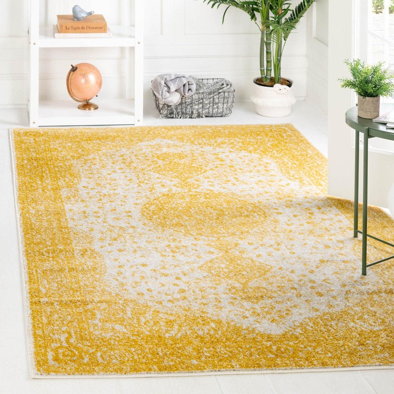 Oriental Yellow Area Rug Charlton Home Rug Size: Rectangle 9′ x 12’2″