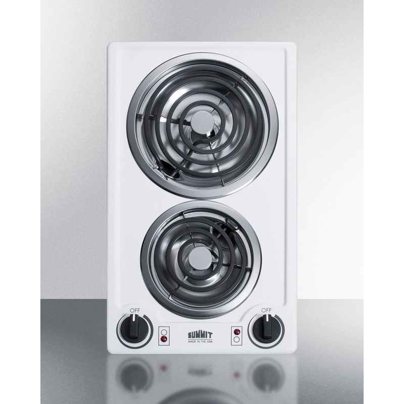 Summit CCE225WH 12″ Wide 230v 2-burner Coil Cooktop