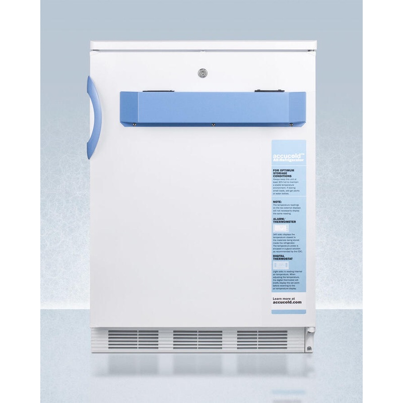 Summit FF7LBIMED2 Built-In Undercounter Auto Defrost Medical/Scientific All-Refrigerator With Front Control Panel Equipped With A Digital Thermostat And Nist Calibrated Thermometer/Alarm; Includes Front Lock, Hospital Grade Cord, And Internal Fan