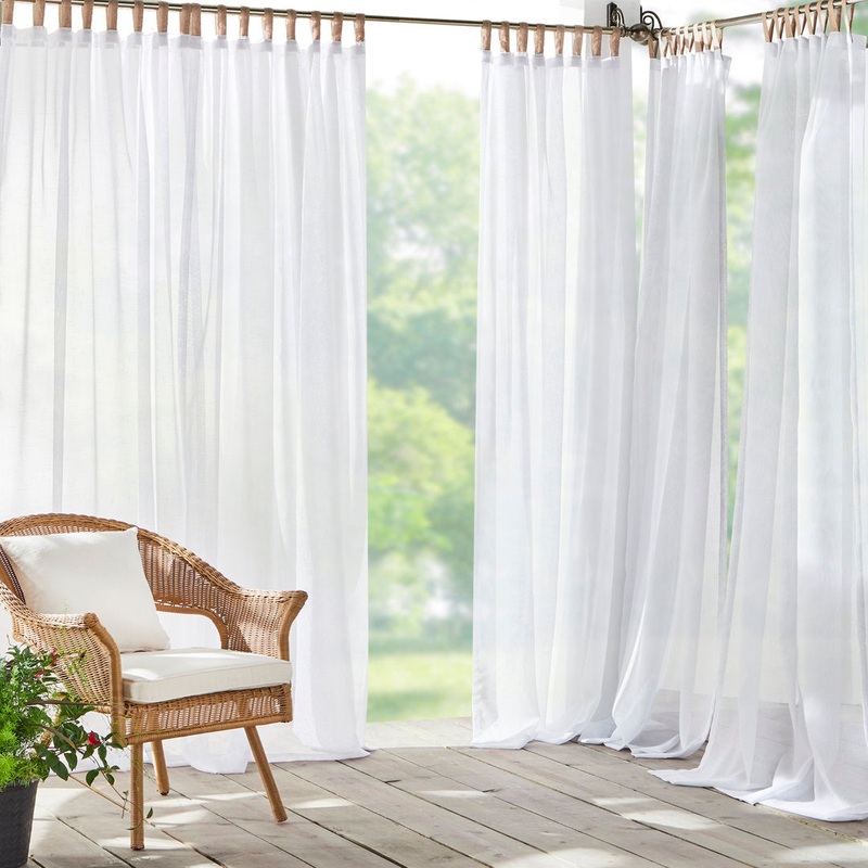 Janig Solid Sheer Tab Top Single Indoor/Outdoor Curtain Panel Gracie Oaks Curtain Color: White Size per Panel: 52″W x 95″L