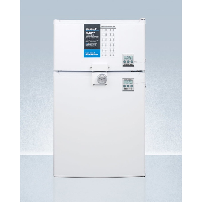 Summit CP351WLLF2PLUS2ADA Ada Height Two-Door Cycle Defrost Refrigerator-Freezer With Combination Lock And Nist Calibrated Thermometers